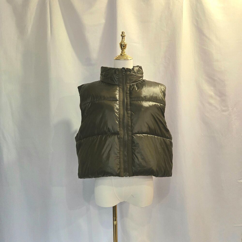 Zara Glossy Cropped Puffer Vest